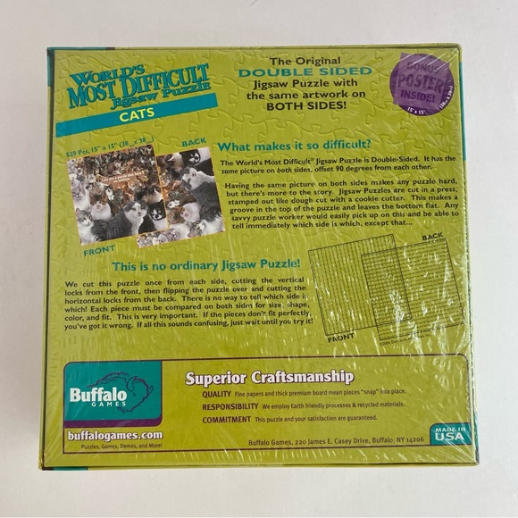 Buffalo Games World’s Most Difficult Jigsaw Puzzle Cats 500pc Doublesided - Picture 6 of 7